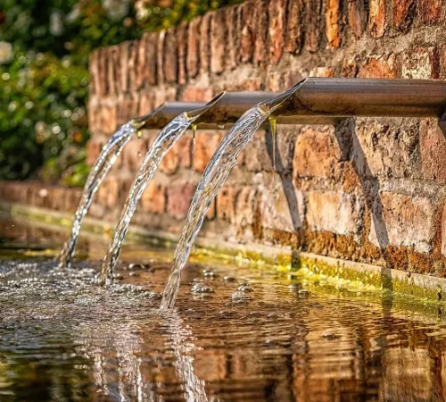 fountain, water, flow