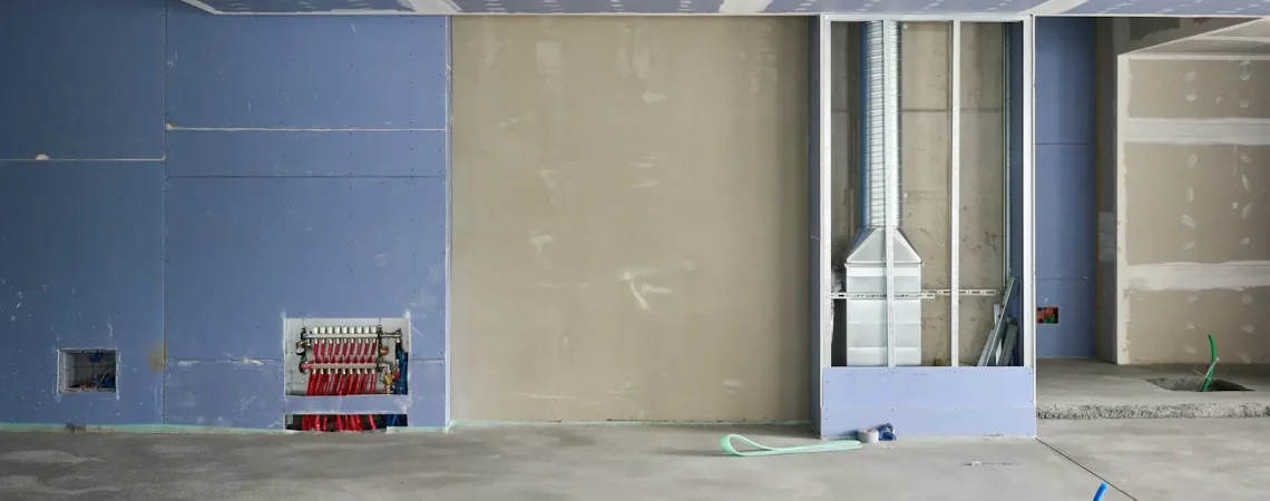 A room that has some paint on the floor